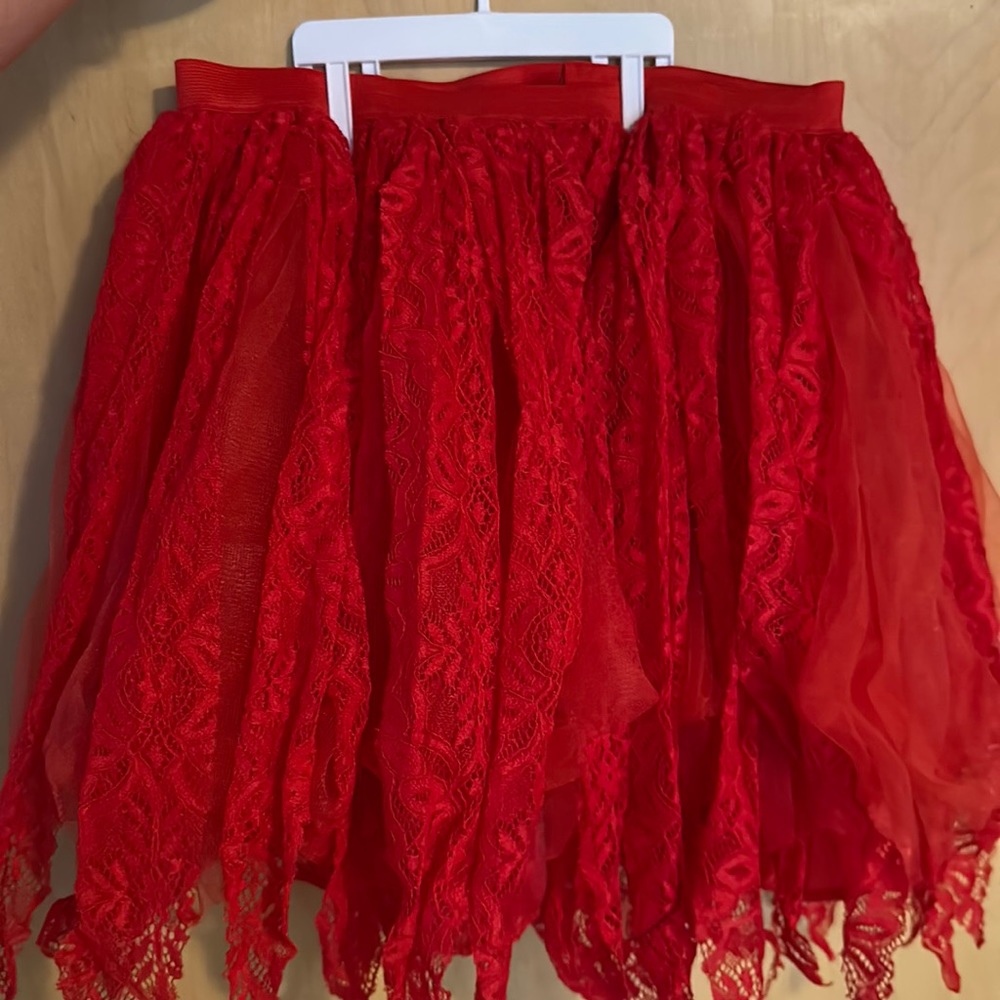 Red tutu with lace detail